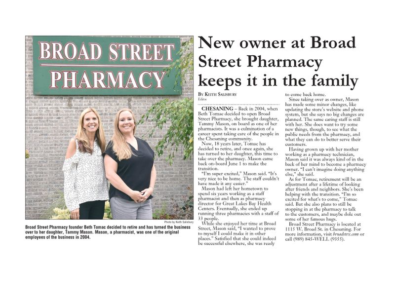Welcome - Broad Street Pharmacy - Your Local Chesaning Pharmacy